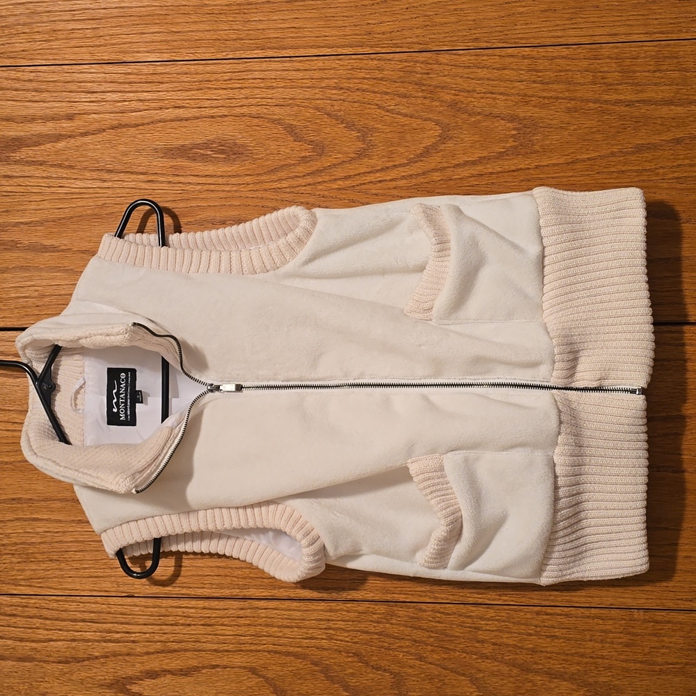 MontanaCo ladies fleece and knit lined vest size small, cream